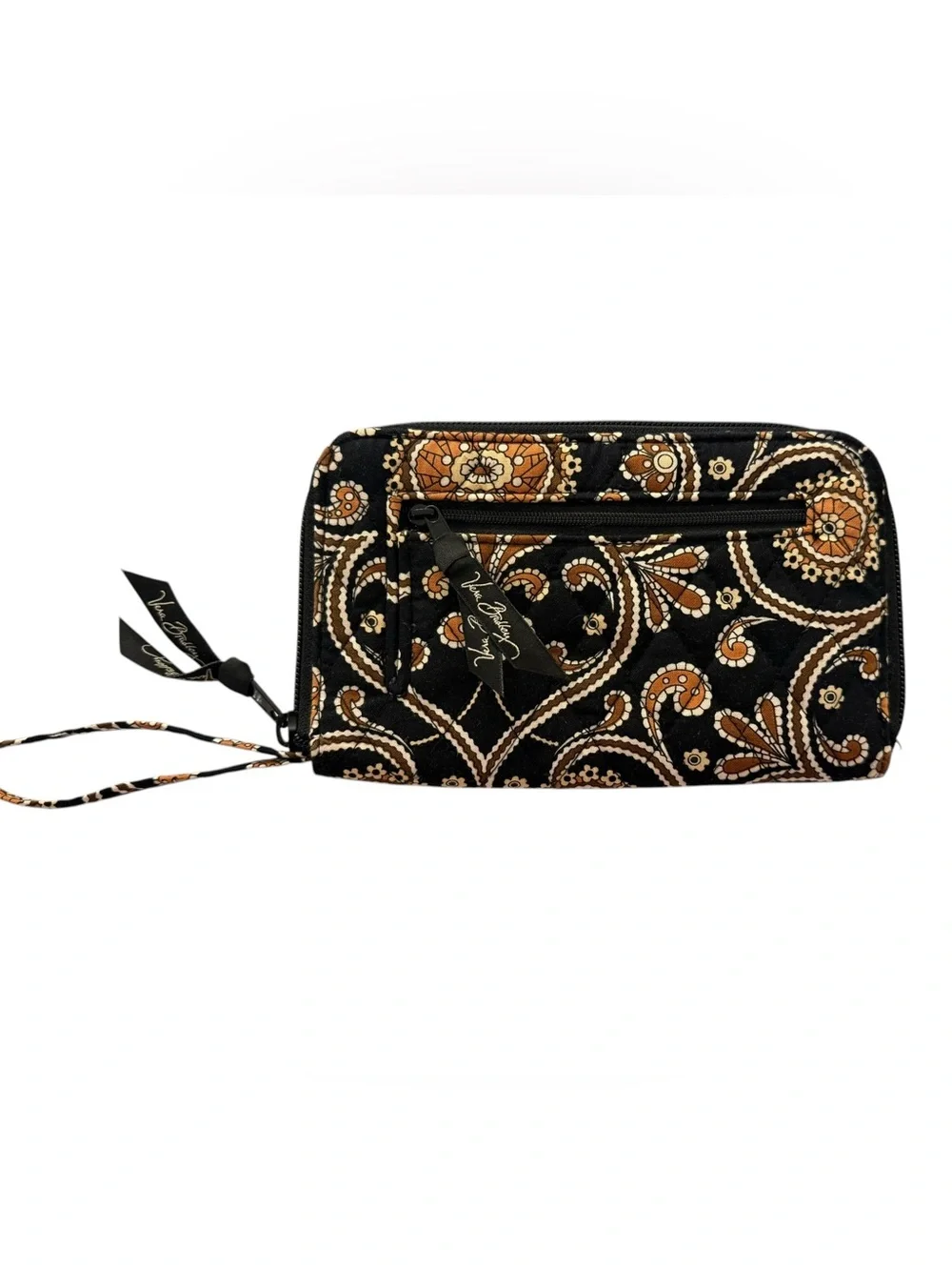 Vera Bradley Retired Cafe Caffe Latte Pattern Zip Wallet Hidden Wristlet Strap - Picture 6 of 8